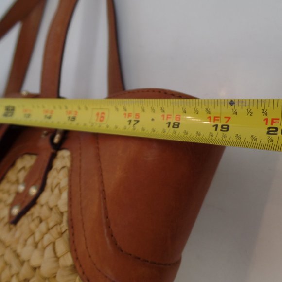 Michael By Michael Kors Santorini Raffia Tote With Beautiful Leather Accents - Picture 11 of 16